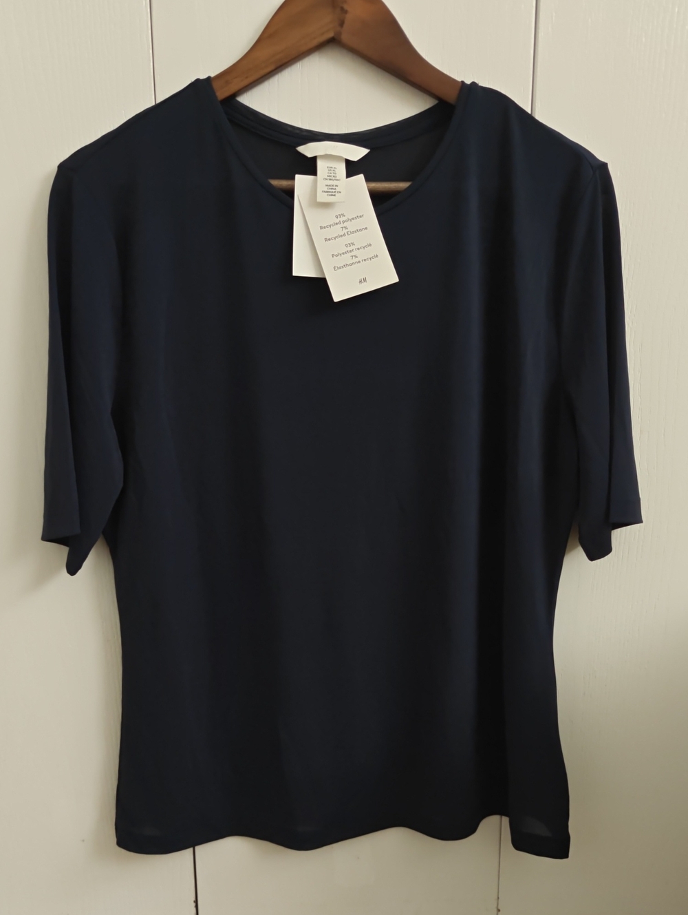 Classic Women's Sheer Short-Sleeve Top in Navy